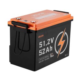 48V (51.2V) 52AH Lithium Golf Cart Battery, with 15A Charger, Lifepo4 Battery Kit, Built-in 100A BMS, 4000 Cycles, 2C Discharge Rate