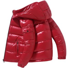 2022 Winter Men Puffer Jackets Bubble Padded Clothes Shiny Detachable Hat Warm Black Waterproof No Wash Jackets Man Down Coats (Color: B, size: XXXL)