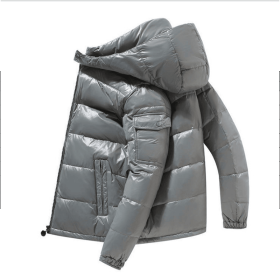2022 Winter Men Puffer Jackets Bubble Padded Clothes Shiny Detachable Hat Warm Black Waterproof No Wash Jackets Man Down Coats (Color: C, size: XXL)