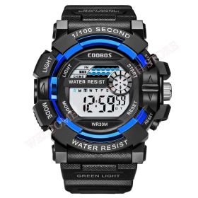 Cool Luminous Men Sport Watch High-end Silicone Strap Military Wrist Watch Led Calendar Waterproof Digital Watch reloj de hombre (Color: blue--1006, size: 1)