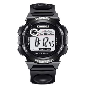 Cool Luminous Men Sport Watch High-end Silicone Strap Military Wrist Watch Led Calendar Waterproof Digital Watch reloj de hombre (Color: 0118 black large, size: 1)
