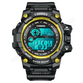 Cool Luminous Men Sport Watch High-end Silicone Strap Military Wrist Watch Led Calendar Waterproof Digital Watch reloj de hombre (Color: gold--1003, size: 1)