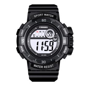 Cool Luminous Men Sport Watch High-end Silicone Strap Military Wrist Watch Led Calendar Waterproof Digital Watch reloj de hombre (Color: 0939 black, size: 1)