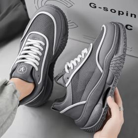 New men's shoes comfortable breathable mesh surface fashion casual sports shoes men's fashion shoes 39-44 (Color: Gray, size: 40)