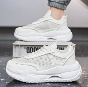 New men's shoes comfortable breathable mesh surface fashion casual sports shoes men's fashion shoes 39-44 (Color: White, size: 41)