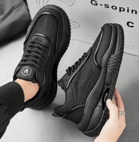 New men's shoes comfortable breathable mesh surface fashion casual sports shoes men's fashion shoes 39-44 (Color: Black, size: 40)