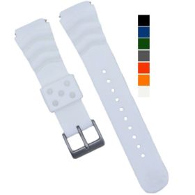 18mm 20mm 22mm Soft Silicone Watch Band Divers Replacement Strap Quick Release (Band Size: 20 mm, Band Color: White)