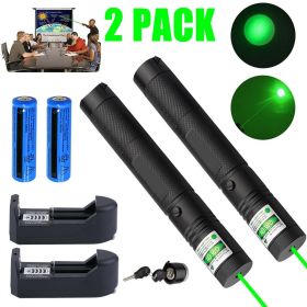 Green Laser Pointer Pen Assassin Visible Lazer+Battery+Charger 1mw (Quantity: 2 pcs)
